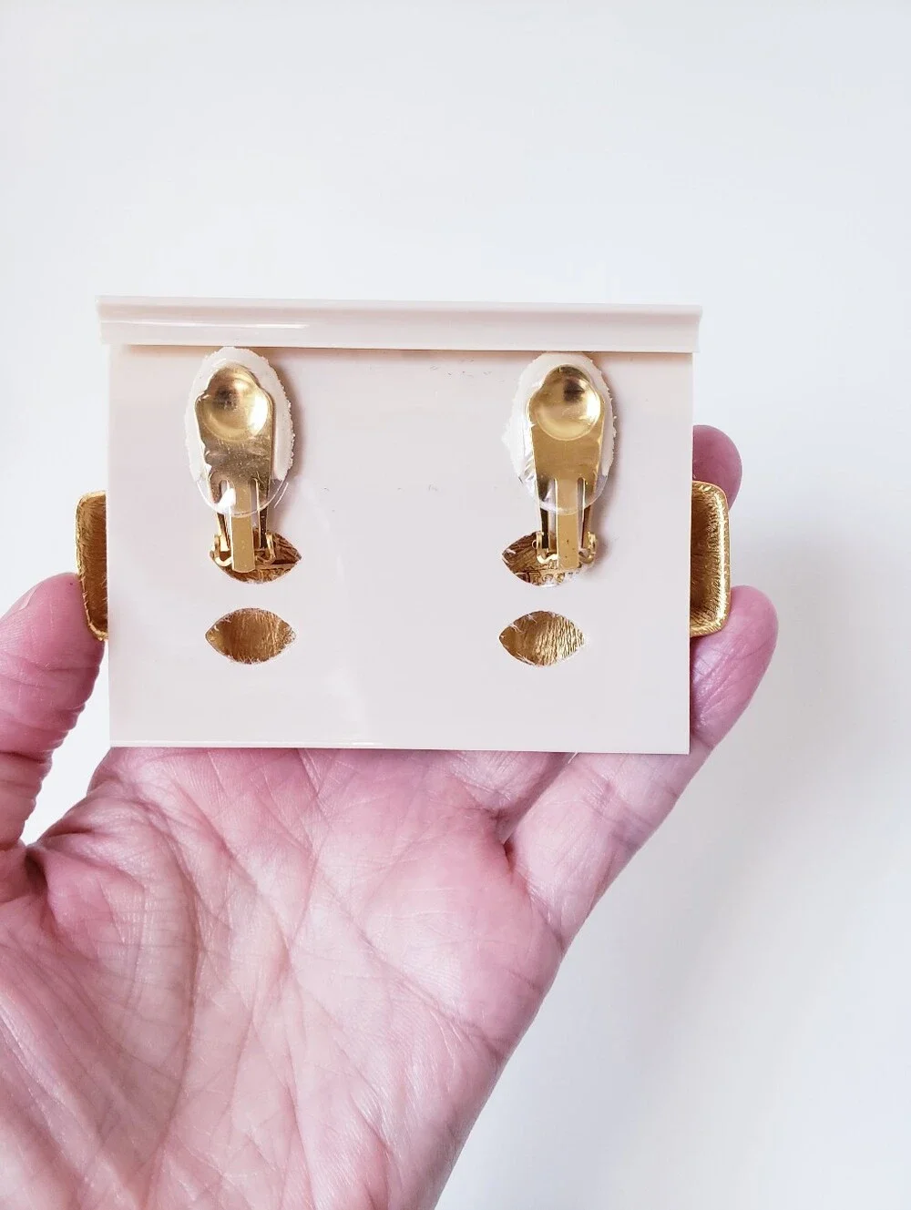 Guy Montague Vintage Brushed Gold Cross Clip On Statement Earrings